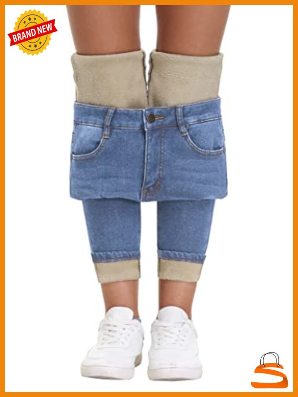 Women's Fleece Lined Jeans Winter Flannel Lined Pants Thicken Stretch Thermal